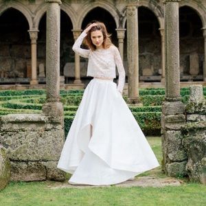 Cascade Skirt with Train, Modern Bridal Skirt with Pockets, Wedding Separates